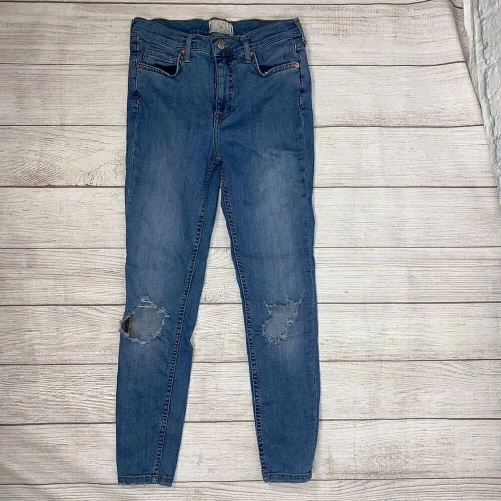 Free people ripped jeans blue women sz 27 waist